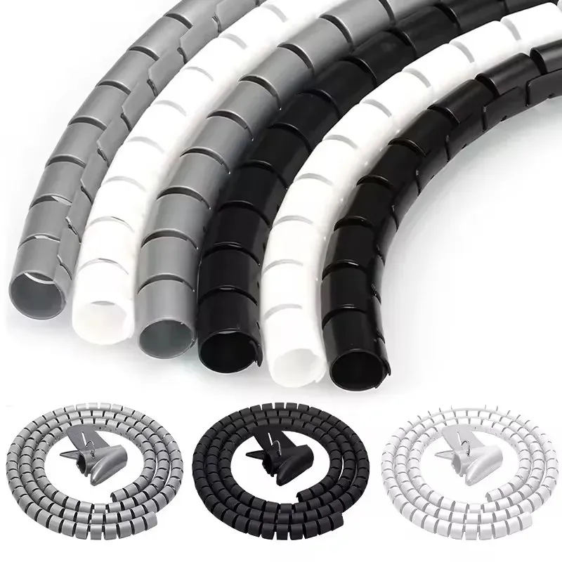 2 m flexibler Spiralkabel-Drahtschutz, Kabel-Organizer, Computerkabel, Schutzrohr, Clip, Organizer, Management-Tools, 16/10 mm