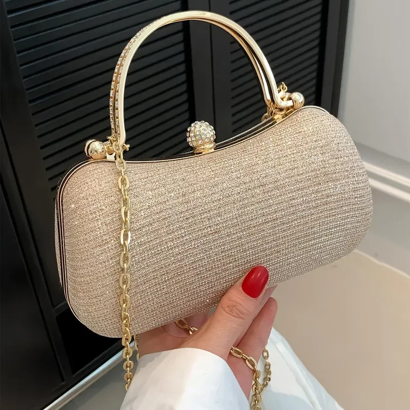 Glänzende Mini-Abendtasche, Geldbörse mit Strass-Kette, luxuriöse Glitzer-Bankett-Handtasche, perfekt für Party, Hochzeit, Abschlussball, Abendessen/Bankett