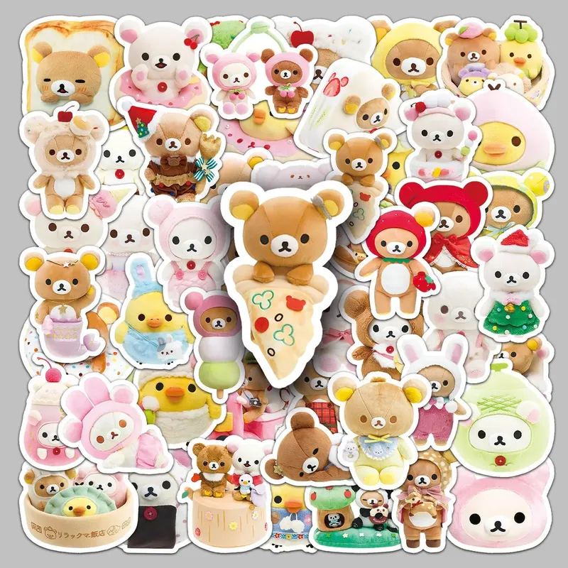 54 Stück niedliche Rilakkuma-Ästhetik-Aufkleber für Kinderspielzeug, Easybear, Schule, Kunstbedarf, Laptop, Notizbuch, Aufkleber, Schreibwaren-Aufkleber
