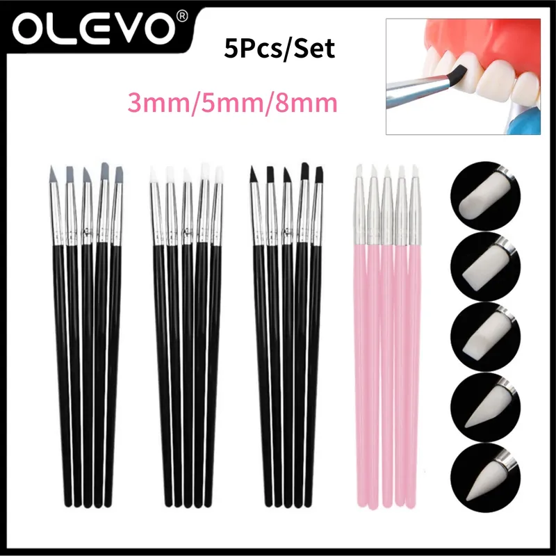 5Pcs Dental Harz Pinsel Stifte Silikon Gestaltung Pinsel Zahnmedizin Klebstoff Verbund Zement Porzellan Zähne Werkzeug Nägel Kunst Zeichnung