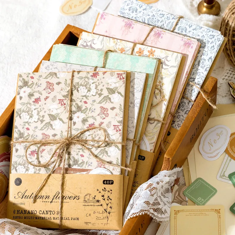 40 Stück Vintage dekorative Collage DIY Handwerk Hintergrund Papier Floral handgemachtes Papier Mix Material Junk Journal Planer Scrapbooking
