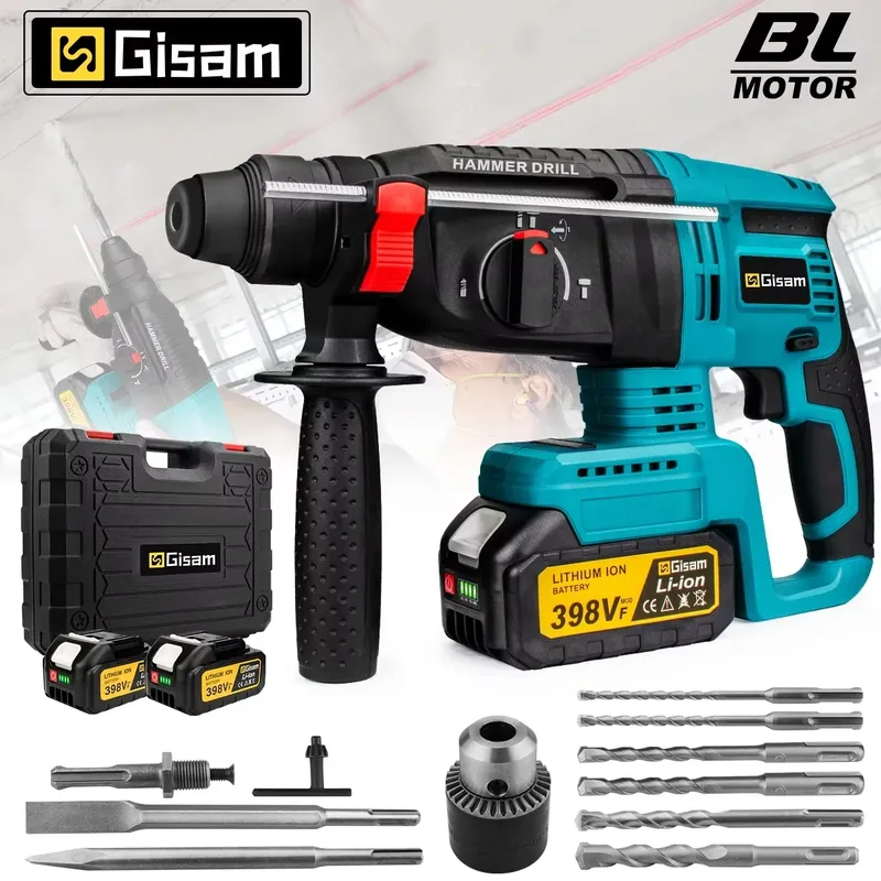 GΣ 26 mm bürstenloser elektrischer Bohrhammer, multifunktionaler Bohrhammer, Akku-Schlagbohrmaschine für Makita 18 V Akku-Stift