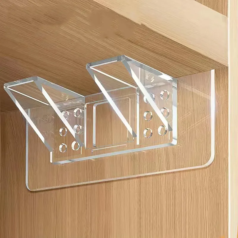 2/4 Stück Regalstützhaken ohne Bohren, durchsichtige, selbstklebende Wandhalterungen aus Kunststoff für die Organisation von Schränken und Schränken, einfache Installation