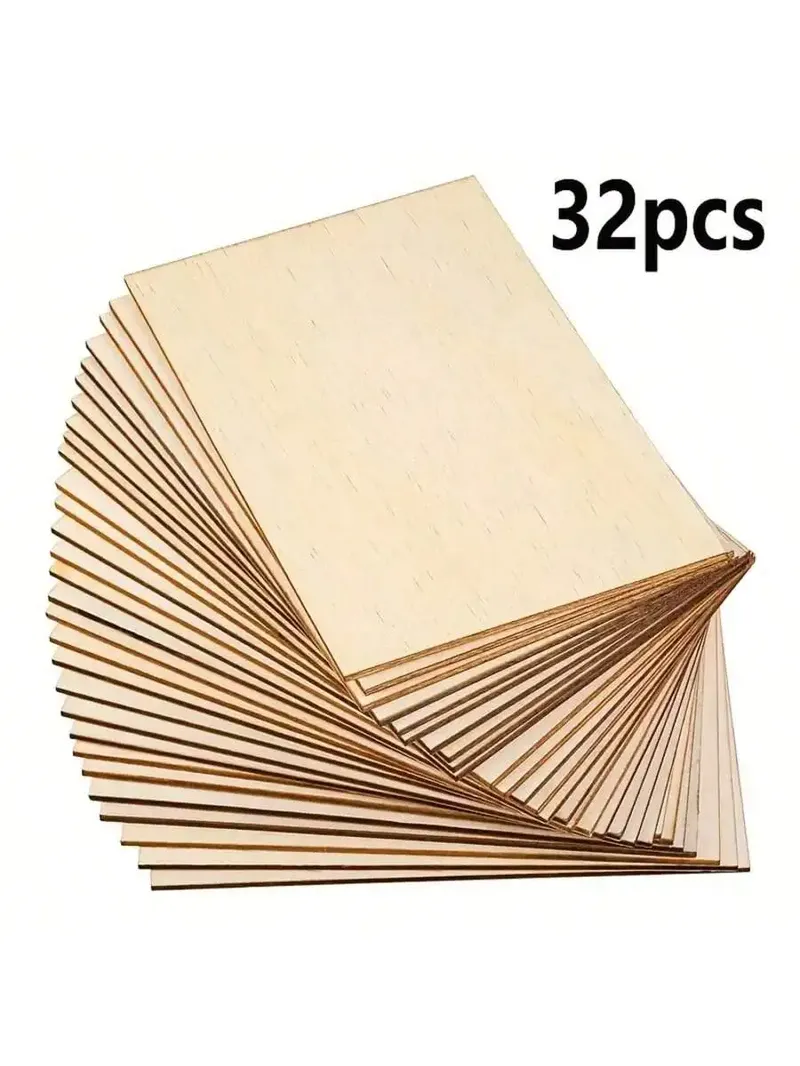 14/24/32 Stück unlackierte Sperrholz-Bastelbretter – Größe beträgt 5,91" x 3,94", Dicke beträgt 2 mm, kompatibel mit Laserschneiden Multipu