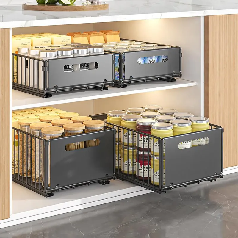2 stücke Küche Lagerung Rack Rutsche Schublade Ablage Gewürz Flasche Gewürz Lagerung Rack Herausziehen Schrank Schubladen Organizer