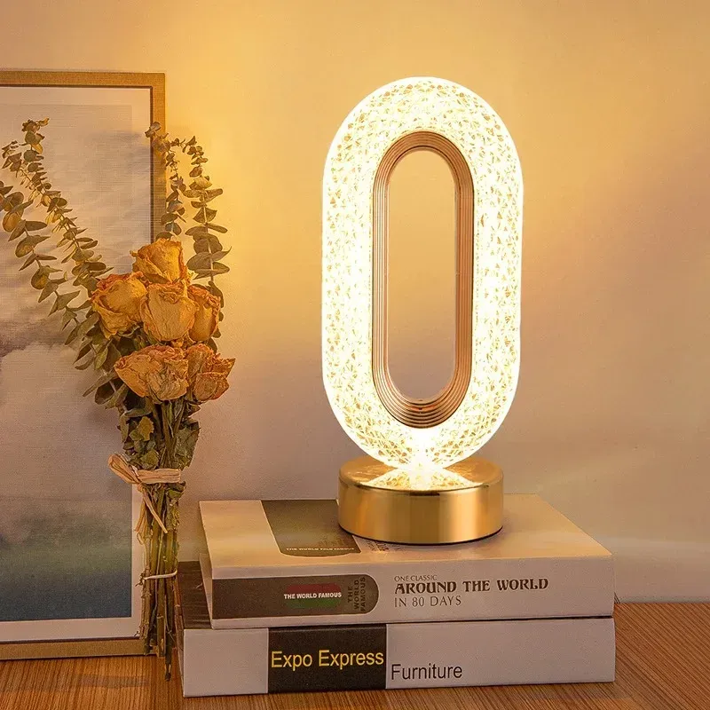 Touch Control 3D Kristall Track Nachtlicht Mädchen Zimmer Home Decor Ästhetik USB Nacht LED Umgebungs Tisch 3D Mond Lampe