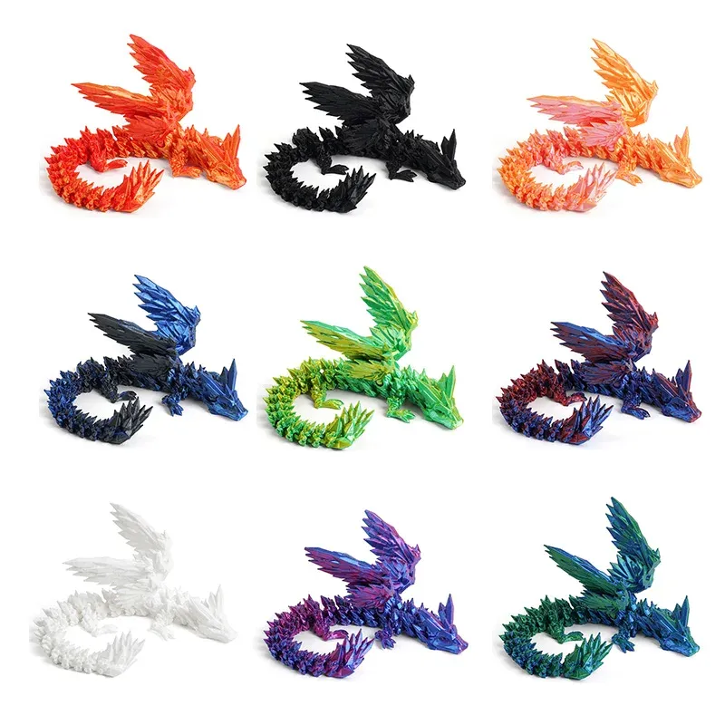 3D-gedruckter Drache mit Flügeln, Farbverlaufsdrache, beweglicher Flügel, Drachen, Interaktion, kreatives Geschenkspielzeug für Kinder, für Zuhause, Büro, Ornamente