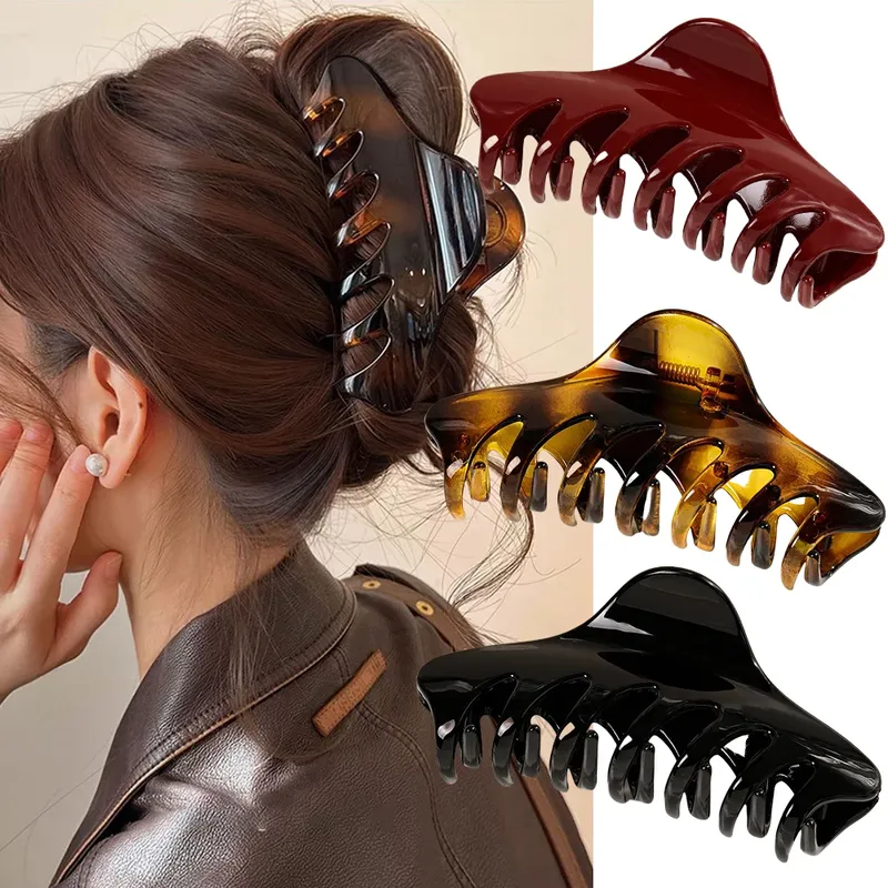 Neue Retro Koreanische Acetat Haar Klaue Große Krabbe Haar Clips Shark Clip Einfache Haarnadel Pferdeschwanz Mode Haar Zubehör Frau Mädchen