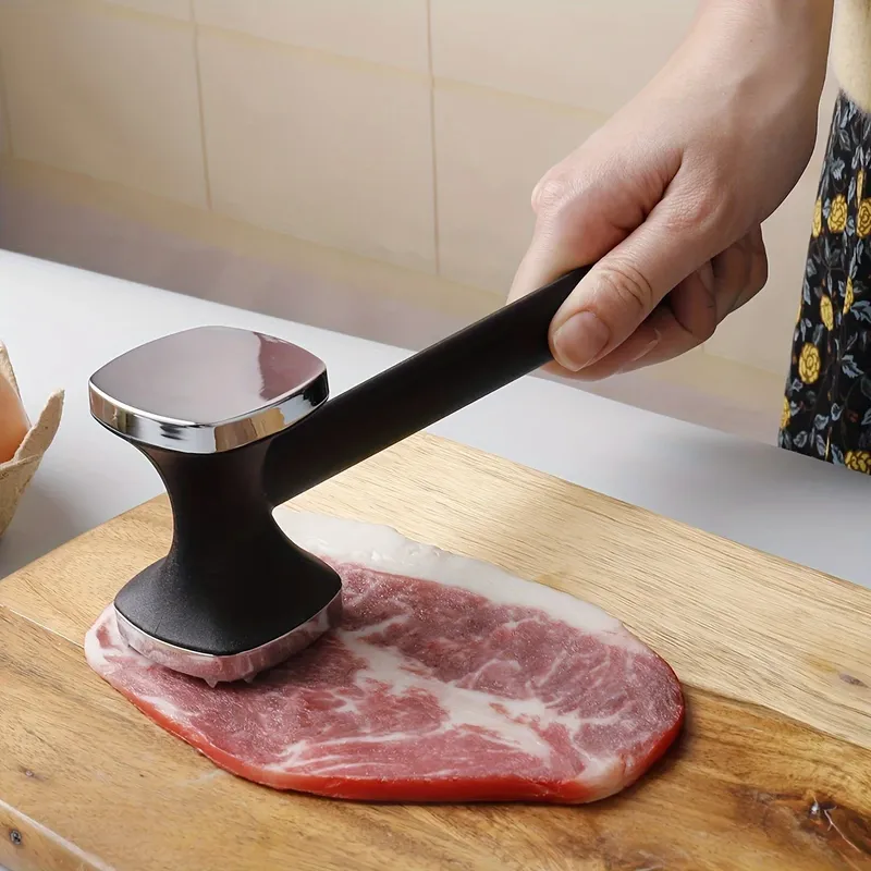 Robuster Fleischklopferhammer für die Küche mit Gummigriff, Edelstahlkopf für müheloses Stampfen und Machen