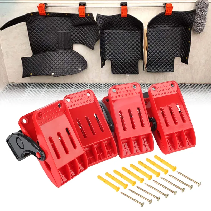 4 Stück Bürsten haken Auto Befestigungs elemente Reinigung Boden Pad Clips Teppich Wasch klemmen Yoga Matten feste Werkzeuge Stand halter Autozubehör