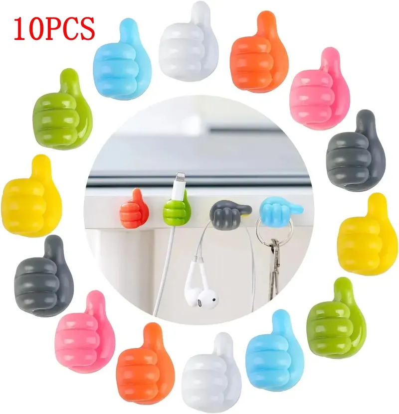 10Pcs Daumen Mini Kabel Organizer Silikon USB Management Clips Desktop Draht Manager Kabel Halter Für Kopfhörer Maus Spuler