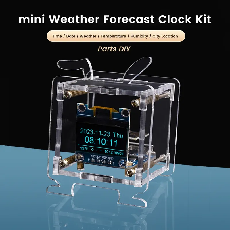 ESP8266 DIY Digitaluhr Kit 0,96 Zoll Mini Wetteruhr WIFI Löten Praxis Elektronische Multifunktionale Wetterstation