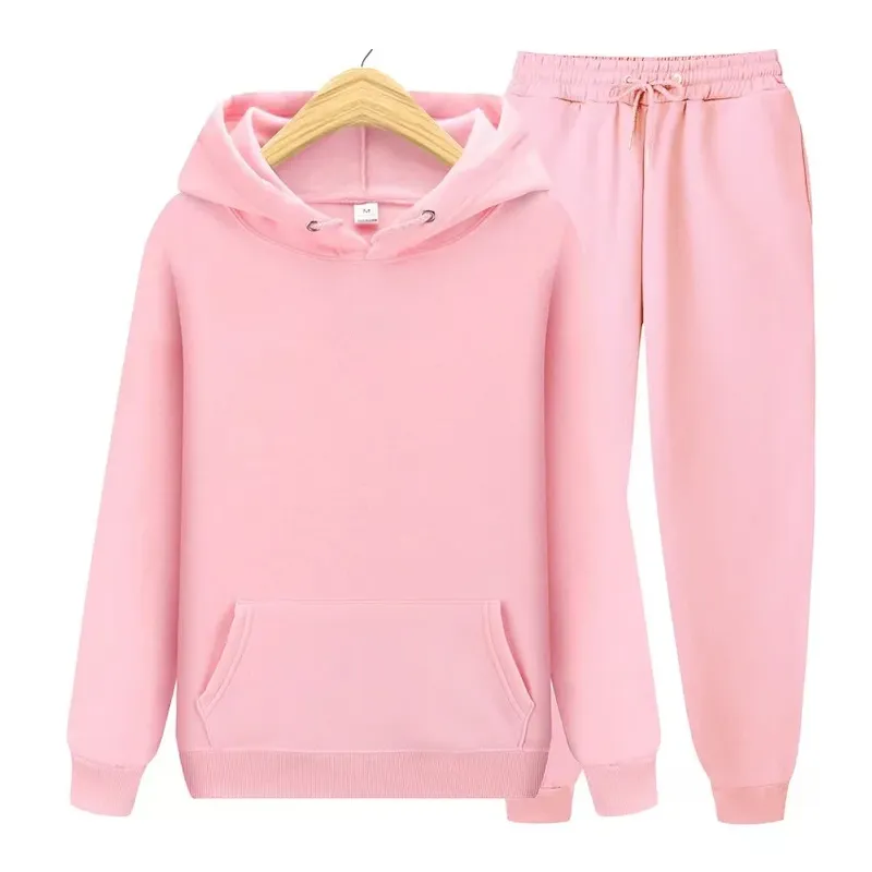 2025, neue Herren-Herbst-/Winter-Kollektion, einfarbig, Kapuzenpullover + Hose, zweiteilig, modisch, lässig, Sport-Set, Größe S-3XL