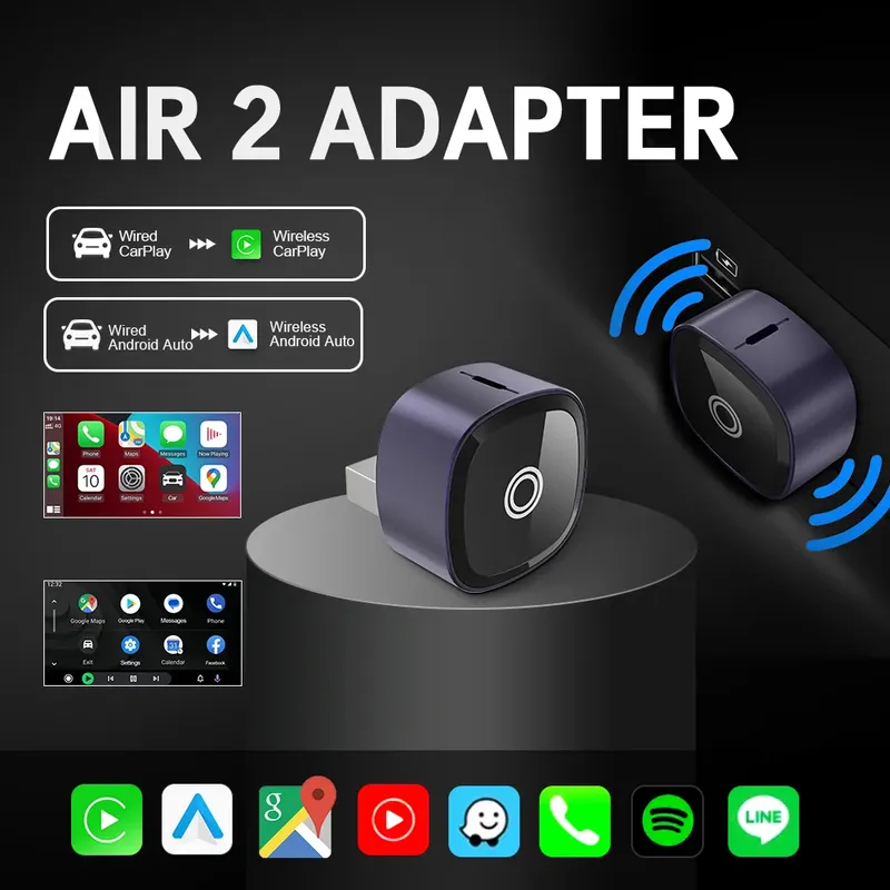 Neuer XUDA 2-in-1 kabelloser CarPlay-Adapter und Android Auto Wireless-Adapter, 5 GHz WiFi Typ-C/USB Plug Play CarPlay Wireless