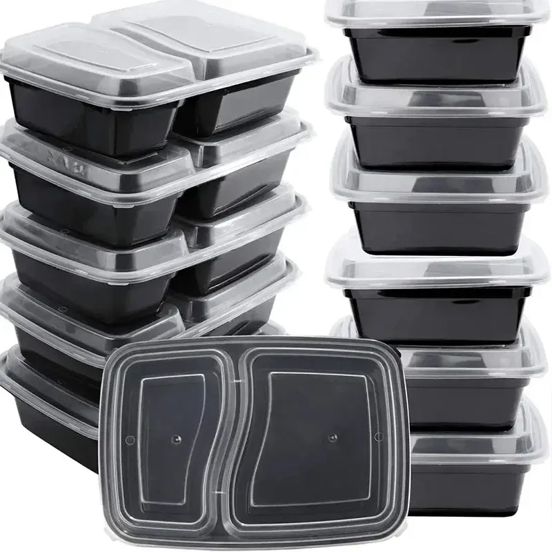 10 Sets Einweg-Lebensmittelboxen mit Deckel, Mikrowellen-Lebensmittelaufbewahrungsboxen, Aufbewahrungsbehälter für Küche, Kühlschrank, langlebig, stapelbar