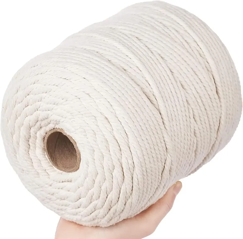 Makramee-Schnur aus 100 % natürlicher Baumwolle, 4 mm, Makramee-Seil, Bastelschnur für Heimwerker, Basteln, Stricken, Pflanzenaufhänger, Weihnachten, Hochzeit, Dekoration, Beige