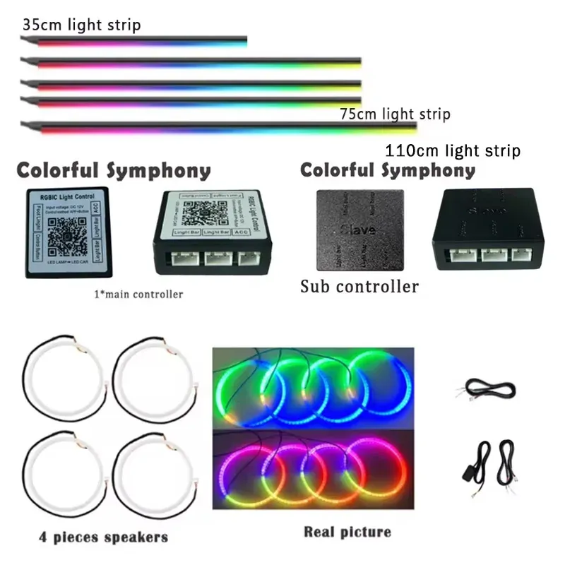 18 in 1 22 in 1 Atmosphäre Lichter Teil Led 213 Farbe Symphonie Haupt Controller Sub Controller Lautsprecher 35 cm 75 cm 110 cm Licht Streifen
