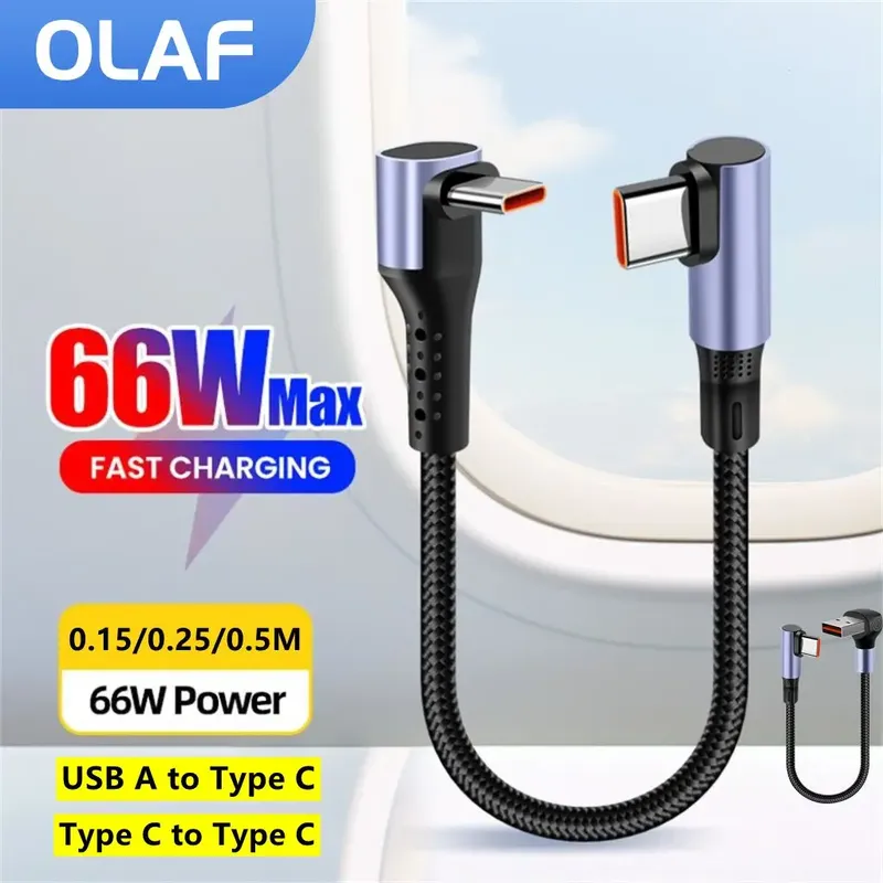 66 W USB A/Typ C auf Typ C Schnellladekabel 0,15/0,25/0,5 m kurze Power Bank USB C Datenkabel für iPhone 16 15 Pro Samsung