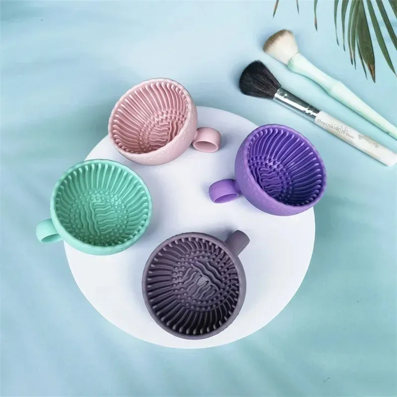 Weiche Silikon Make-Up Pinsel Reiniger Falten Puderquaste Reinigung Schüssel Lidschatten Pinsel Reinigung Pad Schönheit Werkzeuge Tragbare Waschen