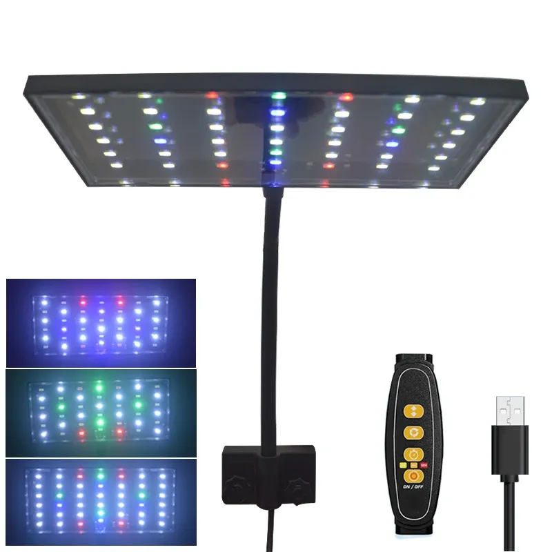 USB-Aquarium-LED-Licht, volles Spektrum, Wasserpflanze, Wachstumslampe, Aquarium, einstellbare Helligkeit, dimmbar, zeitgesteuert 360° °   drehbares Licht