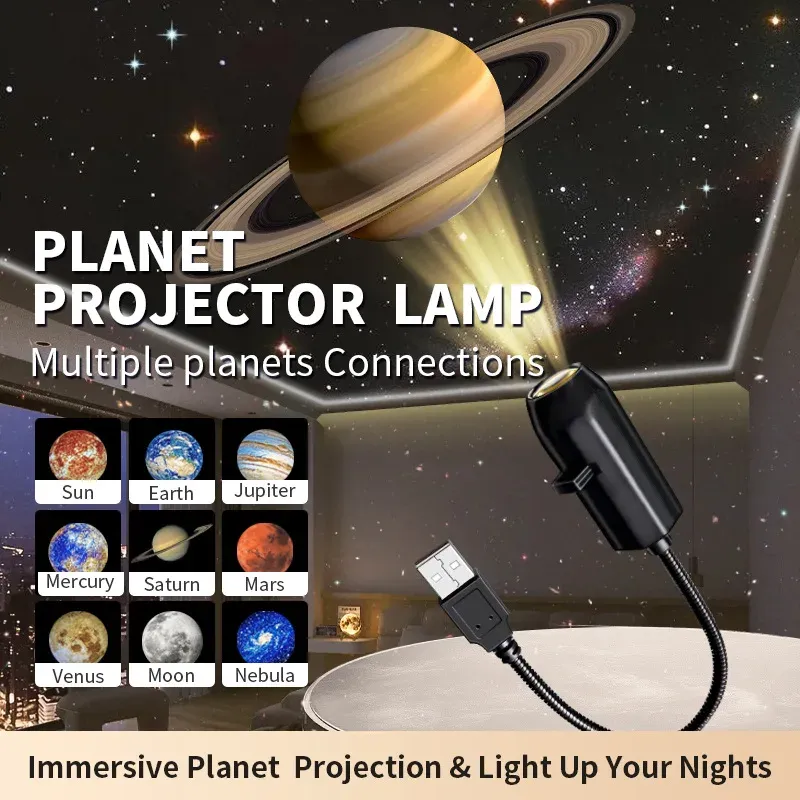 Rotierende wiederaufladbare Mond-Stern-Projektorlampe, blaues Planet-LED-Nachtlicht, romantisches Schlafzimmer-Dekor, Geschenk für Kinder und Liebhaber
