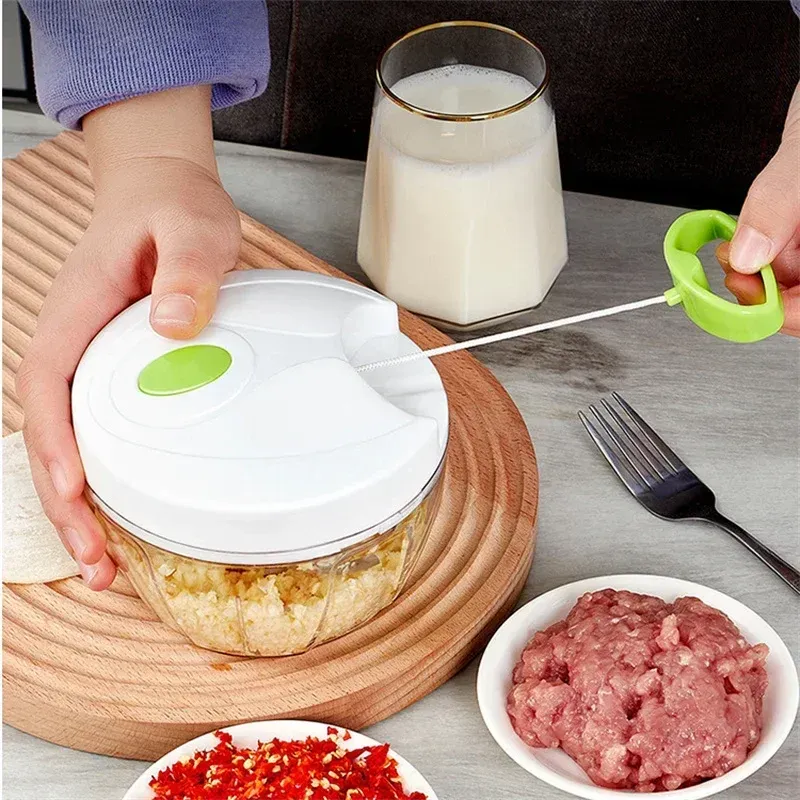 Lebensmittel Shredder Prozessor Mini Manuelle Seil Knoblauch Cutter Fleischwolf Gemüse Zwiebel Cutter Knoblauch Stampfer Küche Werkzeuge Tragbare