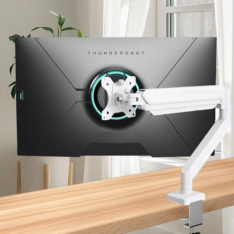 Einzelne Monitorhalterung für 13′′-32′′ Bildschirme, höhenverstellbarer Monitorarm mit C-Klemme und Tülle, Home-Office-Monitorständer