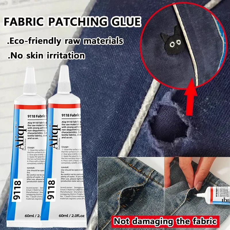 Mehrzweck-Kleber zum Flicken von starken Stoffen, Nahtkleber, wasserfestes Mittel, permanente Verklebung, Reparaturwerkzeug für Kleidung und Textilien, 15/60 ml