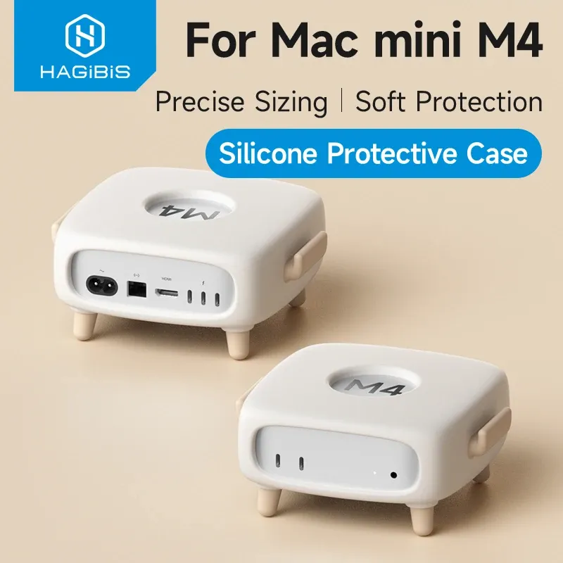Hagibis Silikon-Schutzhülle für Mac Mini M4/M4 Pro 2024, weich, stoßfest, kratzfest, staubdicht, Schreibtischständer, niedlich