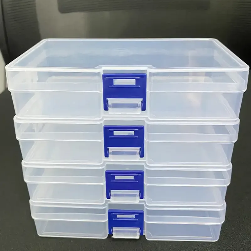5 Stück transparente abschließbare leere Box, rechteckige Kunststoff-Aufbewahrungsbox, PP-Verpackung, Teilebox, Schreibwaren-Aufbewahrungsbox mit Deckel