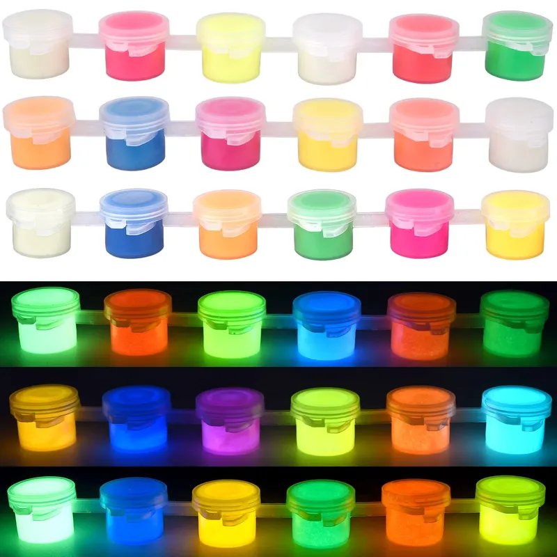 6 farben Acryl Fluoreszierende Farbe Glow In Dark DIY Malerei Kunst Materialien Kunst Handwerk Malerei Werkzeug DIY Graffiti Acryl Pigment