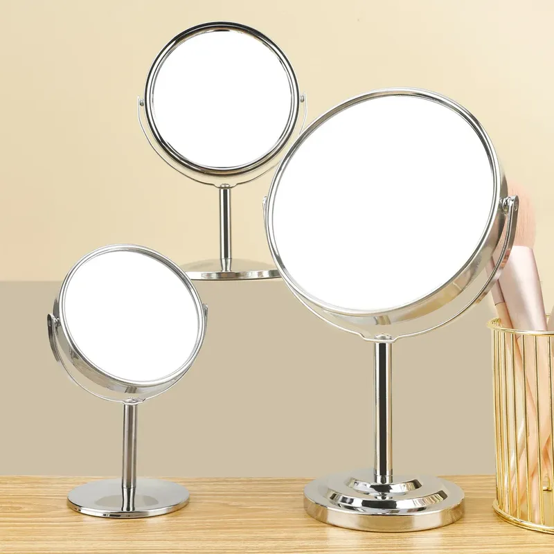 3/4/5 Zoll doppelseitiger Schminkspiegel mit 2-facher Vergrößerung, klare Reflexion und leicht zu tragender Desktop-Kosmetikspiegel mit Ständer
