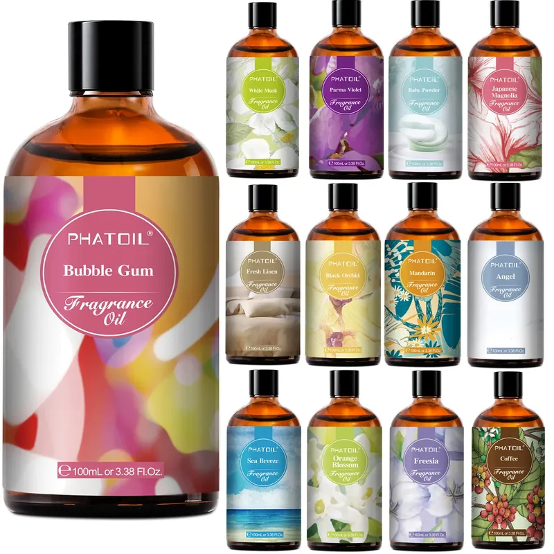 PHATOIL 100 ml Duftöl Kokosnuss- und Vanillekaugummi Meeresbrise Weißer Moschus Aroma Duftöle für die Herstellung von Kerzen und Seifen - 7.9 EUR