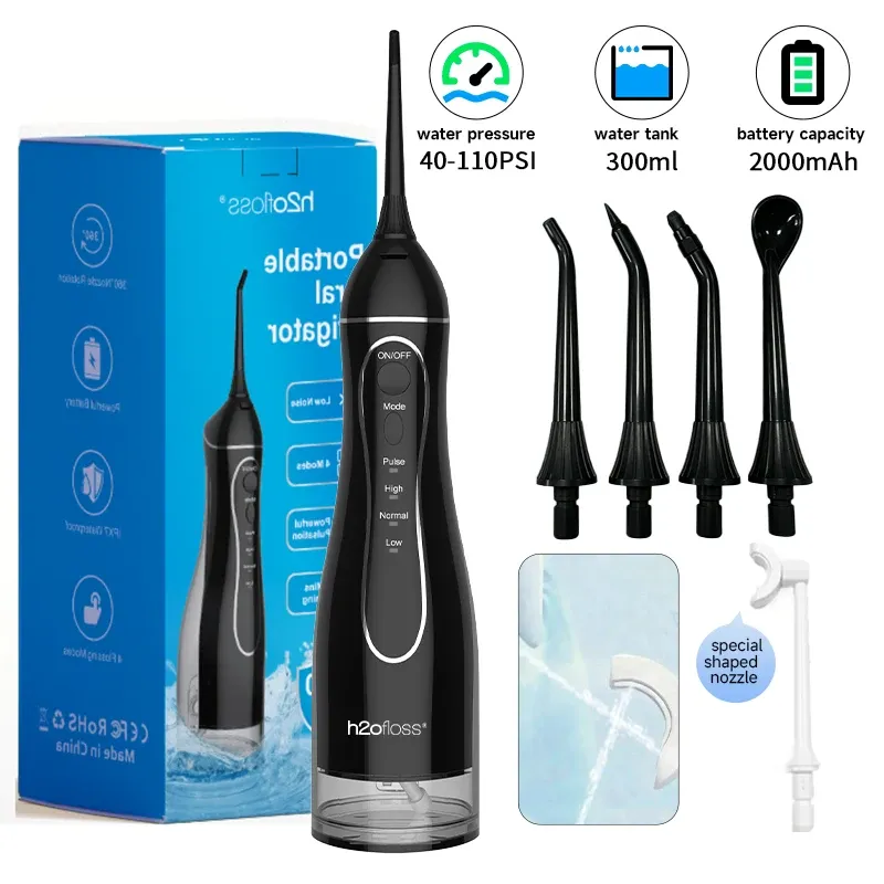 H2ofloss Wasser Flosser Für Zähne Tragbare Munddusche Dental Wasser Jet Hochdruck Reinigung Mund Maschine 300 ML 4 Modi