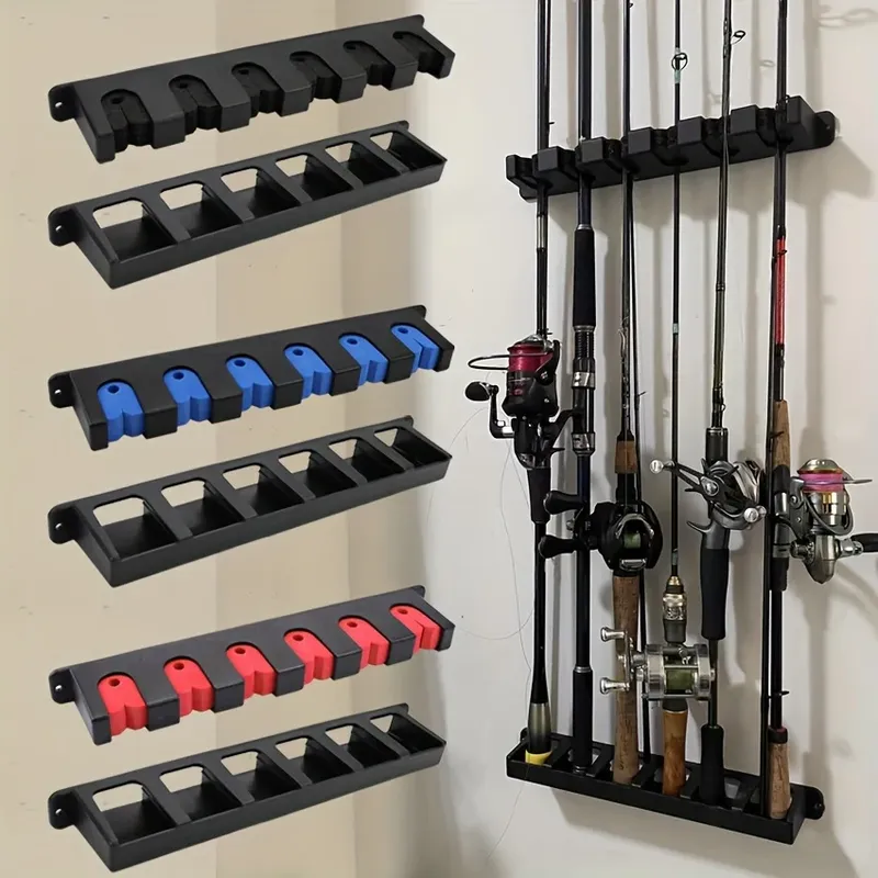 Einfach zu installierender Angelrutenhalter aus schwarzem ABS – an der Wand montierte Angelwerkzeuge, Rutenhalter, Angelzubehör, Angelausrüstung