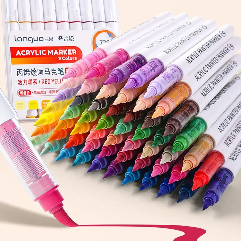 9 teile/schachtel MIX Farbe Acryl Marker Set Kinder Geschenk Kunst Rock Malerei Stifte Graffiti Für Stein Glas Buch Schuhe DIY handwerk Liefert