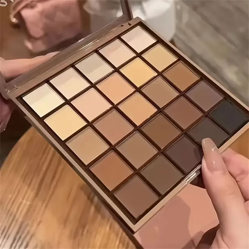 25-farbige Lidschattenpalette – matt und schimmernd, hochpigmes braunes Nude, Kaffee, Schokolade, Studentenparty, tägliches Bühnen-Make-up