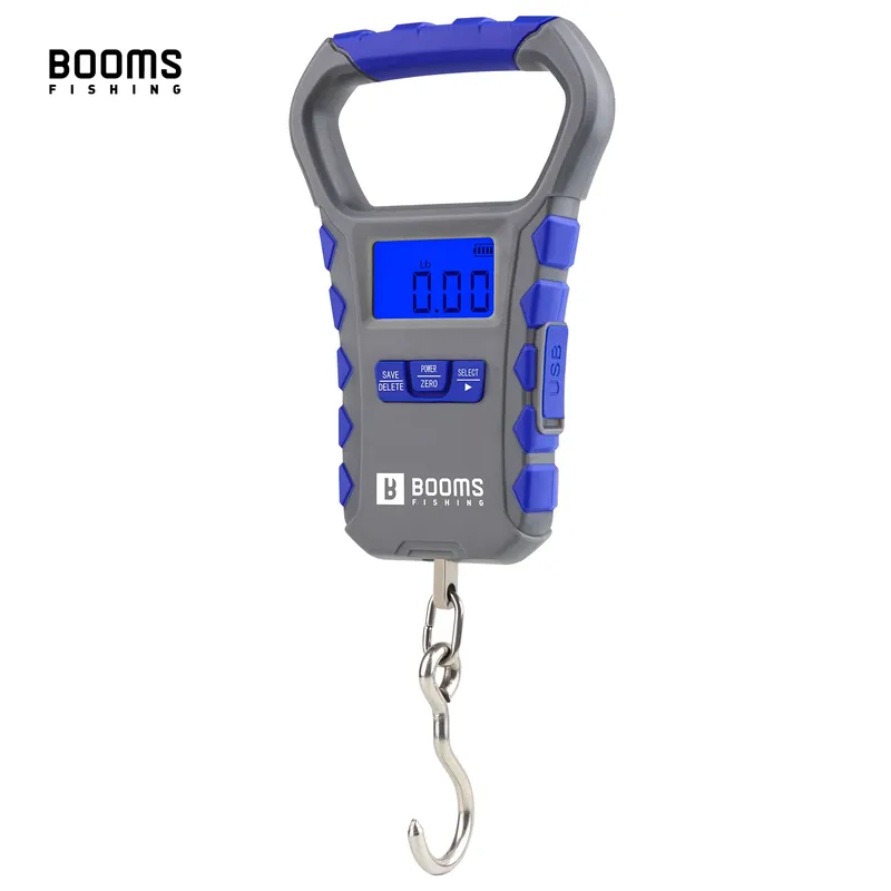 Boomsfishing XW50 USB-Lade-Angelwaage, 65 lb/30 kg Kapazität, ultradünnes digitales LCD-Display, ergonomischer Griff, Fischzubehör