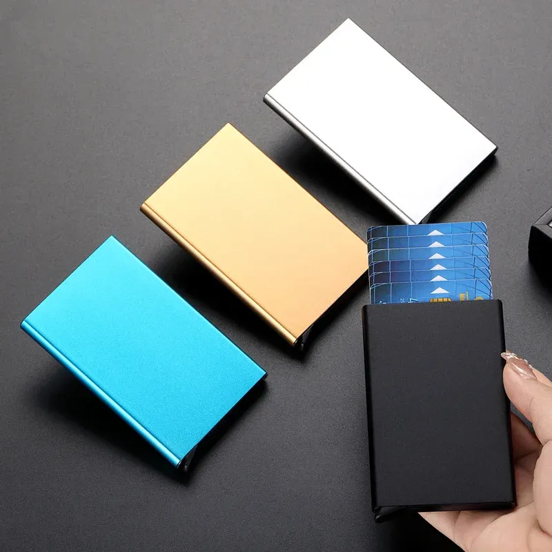 Rfid-ID-Kreditkartenetui, intelligente, minimalistische Geldbörse aus Aluminium und Metall, dünne Pop-up-Karteninhaber-Geldbörsen für Herren, Kreditkartenetui