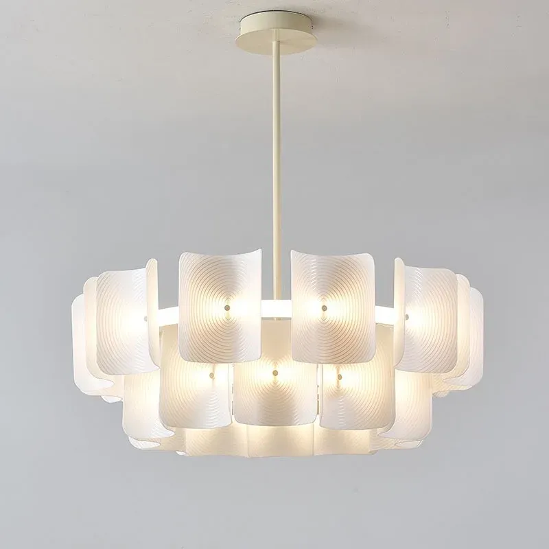Weißer großer Kronleuchter, minimalistische Wabi Sabi, Acryllampe, Esszimmer, Wohnzimmer, Hotellobby, Hängelampe