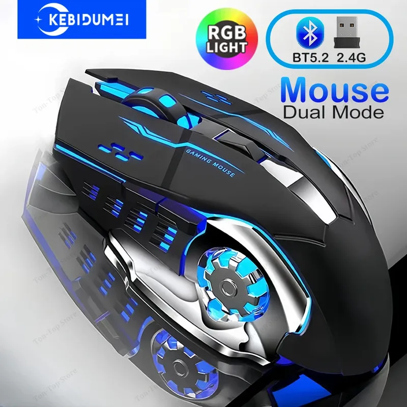 RGB Dual-Mode Bluetooth 5,2 Maus 2,4G Drahtlose Maus Gaming Maus Wiederaufladbare Stille Maus 3600 DPI Maus Mäuse für Laptop