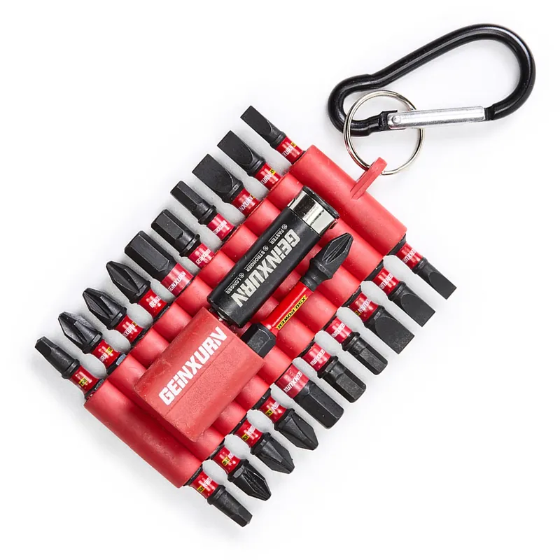 Geinxurn 22 Stück gemischte magnetische Multi-Cross-Treiber-Bits aus S2-Stahl (HEX/SLOTTED/PH2/PZ2, SQ2) und Bithalter mit Organizer-Hülse