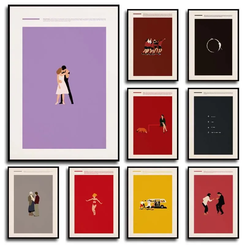 Minimalistischer klassischer Film Pulp Fiction Dirty Dancing Film Abstraktes Poster Wandkunst Bilder Leinwandgemälde für Zuhause Wohnheim Dekor