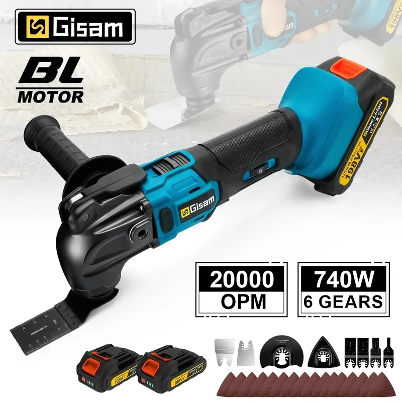 Gisam 740W Bürstenloser Oszillierender Multifunktionswerkzeug 20000OPM Elektrische Holzbearbeitungs-Säge Heimdekoration für Makita 18V Akku