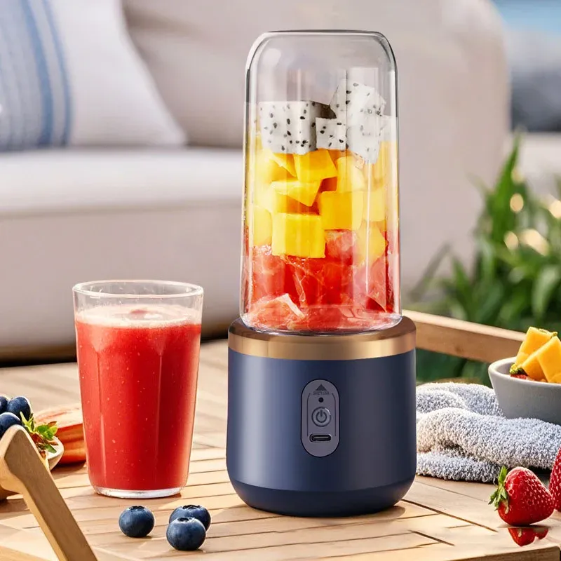 Tragbarer Entsafter, Mixer, 400 ml, elektrischer Obst-Entsafter, USB-Aufladung, Zitrone, Orange, Fruchtsaftbecher, Smoothie-Mixer, Maschine, 2 Tassen
