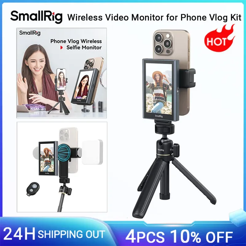 SmallRig Drahtloser Video-Selfie-Monitor-Bildschirm, Telefon-Vlog-Kit für iPhone 17, Sync-Rückkamera mit magnetischer Telefonhalter-Clip-Fernbedienung