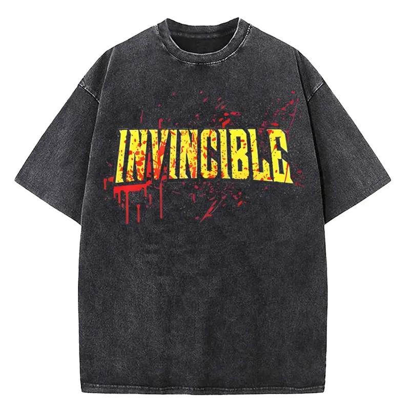 Männer Frauen Invincible Hero Vintage Gewaschene T Shirts Hohe Qualität Baumwolle Kleidung Kurzarm Rundhals T-shirt Sommer T-Shirts