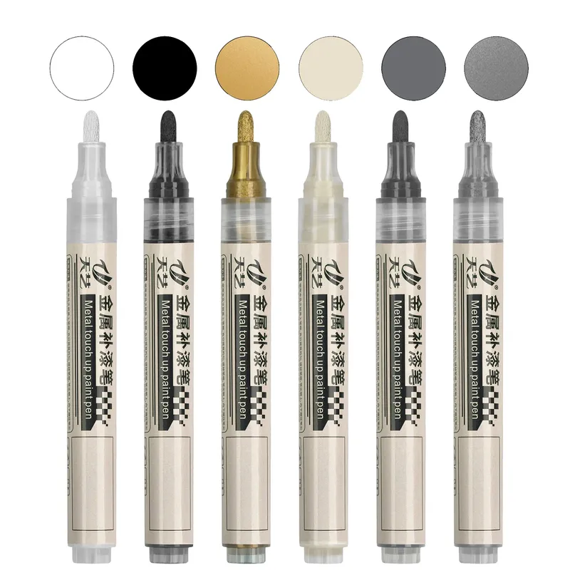 Metall-Lackierungsstift, Schwarz, Grau, Weiß, Gold, Metallbeschläge, wasserdichter Farbreparaturstift, industrieller Markierungsstift