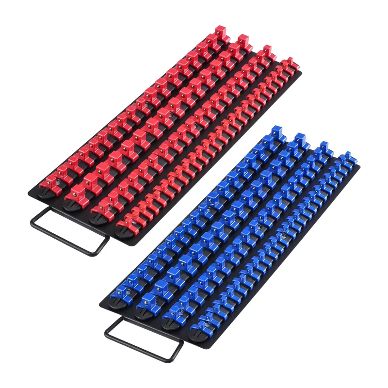 SucceBuy 2-teiliges tragbares Steckdosen-Organizer-Tablett, metrisches und SAE-Set, hält bis zu 160 Steckdosen, 3/8 Zoll, 1/2 Zoll Steckschlüssel für Werkzeugkasten, Schublade