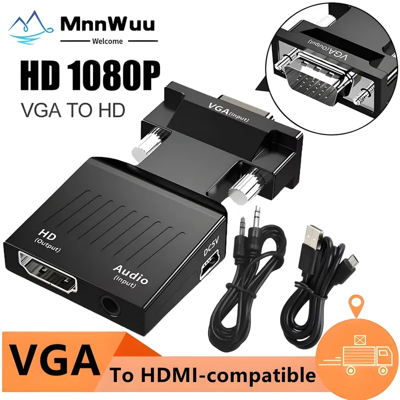 VGA zu HDMI-kompatibel Konverter 1080P Stecker auf Buchse Mit Audio VGA zu HDMI-kompatibel Adapter für PC Laptop HD TV Projektor